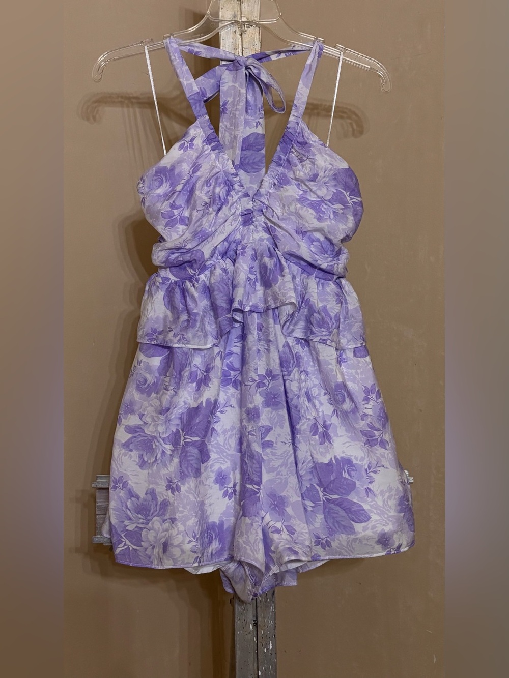 DO+BE Lavender Floral Halter Romper Sz Small